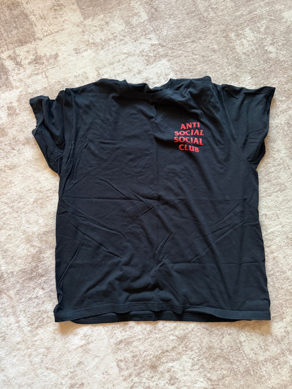 Anti Social Social Club Black Tee with Red Chest Logo